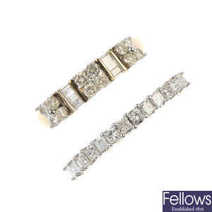 A selection of five diamond rings.