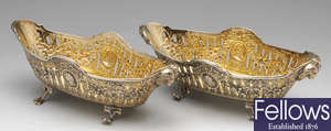 A pair of late nineteenth century silver import bonbon dishes.
