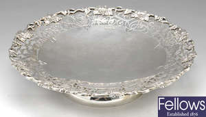 A 1930's silver footed dish with pierced border.