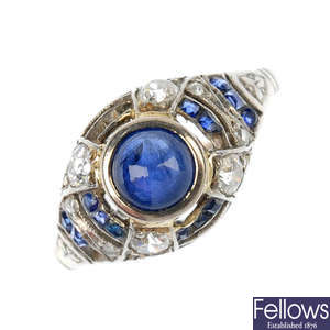 An early 20th century sapphire and diamond ring.