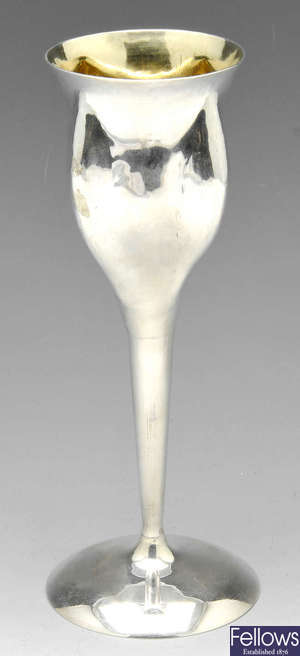 A modern silver goblet.