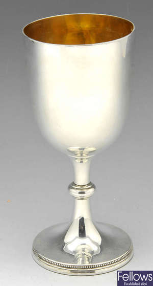 An Edwardian silver goblet.