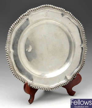 A 1920's silver platter.