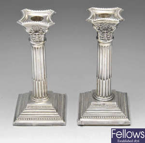  A pair of 1960's silver candlesticks.