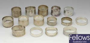 A selection of 20th century silver napkin rings.