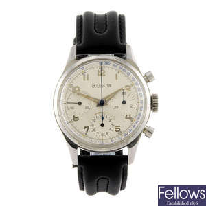LECOULTRE - a gentleman's stainless steel chronograph wrist watch.