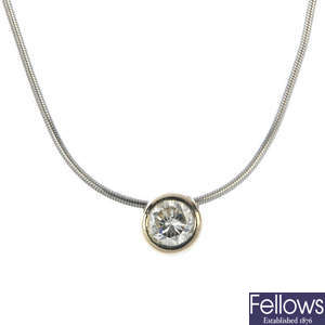 An 18ct gold diamond single-stone necklace.