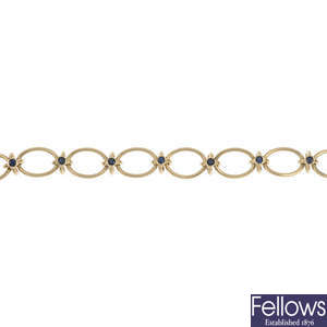 A 9ct gold sapphire bracelet.