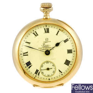 (930013272)  An open face pocket watch by Omega.
