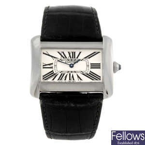 (992034995) CARTIER - a stainless steel Tank Divan wrist watch.