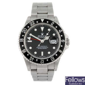 (1109016420) ROLEX - a gentleman's Oyster Perpetual Date GMT Master II bracelet watch. 