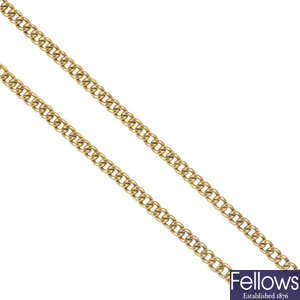 An early 20th century 18ct gold Albert chain.