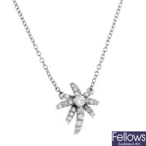 TIFFANY & CO. - a platinum diamond star pendant. 