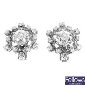 A pair of 18ct gold diamond ear clips.