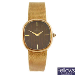 OMEGA - a gentleman's 9ct gold De Ville bracelet watch.