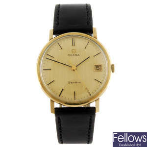 OMEGA - a gentleman's 9ct yellow gold Geneve wrist watch.