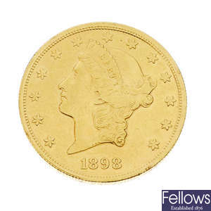 USA, gold 20-Dollars 1898S. 