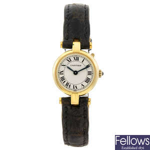 CARTIER - an 18ct gold Vendome wrist watch.