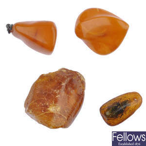A selection of natural amber pieces. 