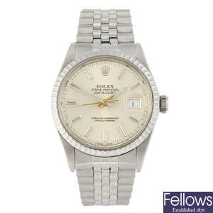 ROLEX - a  stainless steel Oyster Perpetual Datejust bracelet watch.   