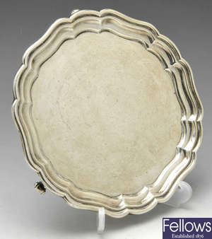 An early 20th century small silver salver, Mappin & Webb.