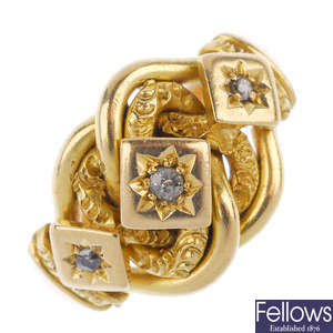 A mid Victorian 18ct gold diamond ring.