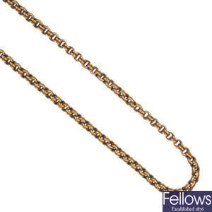 A late 19th century 15ct gold necklace.