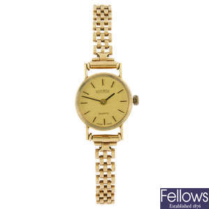 ROAMER - a 9ct gold lady's bracelet watch together with a Tissot, Rotary and Acctim watches.
