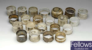 A selection of twenty three assorted napkin rings.