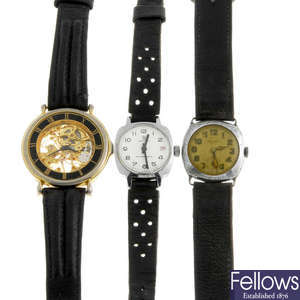 A bag of various wrist watches and watch heads.