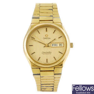 OMEGA - a gentleman's gold plated Seamaster bracelet watch.