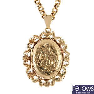 A 9ct gold locket and chain.