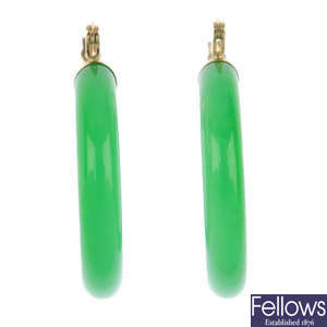 A pair of jade ear hoops.