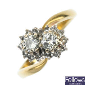 A diamond double cluster ring.