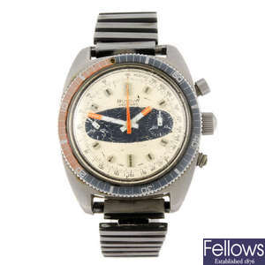 BULOVA - a gentleman's stainless steel 666 Feet chronograph bracelet watch.