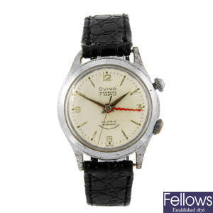 OVIVO - a gentleman's nickel plated Alarm wrist watch.