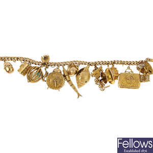 A 9ct gold charm bracelet. 