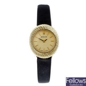 ROLEX - a lady's 14ct yellow gold wrist watch.