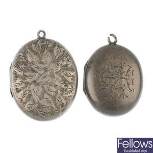 Two late Victorian silver lockets, circa 1880. 