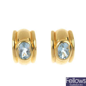A pair of 18ct gold topaz earrings.