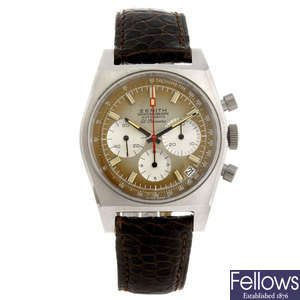 ZENITH - a gentleman's stainless steel El Primero chronograph wrist watch.