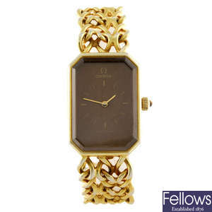 OMEGA - a lady's gold plated silver De Ville bracelet watch. 