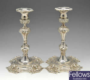 A modern pair of Irish silver candlesticks.