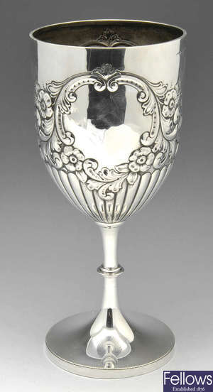 An early 20th century large silver goblet.
