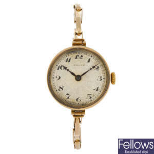 ROLEX - a lady's 9ct rose gold bracelet watch.