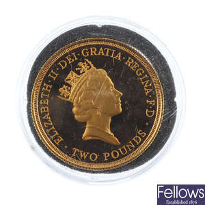 Elizabeth II, proof gold Two-Pounds 1986.
