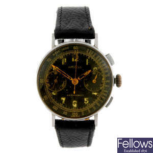 ANGELUS - a gentleman's stainless steel chronograph wrist watch. 