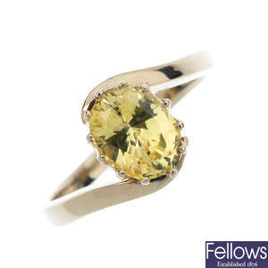 An 18ct gold sapphire single-stone ring.