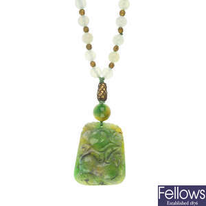 A treated jade necklace.