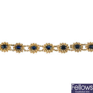 A sapphire floral bracelet.